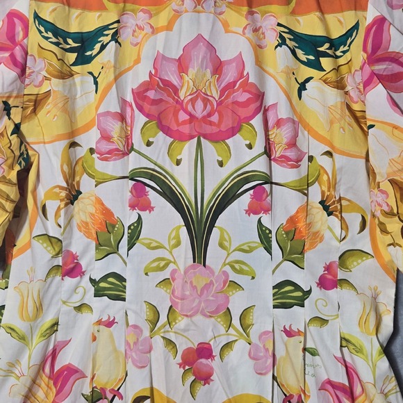 FARM Rio Tropical Floral Puff Sleeve Button Front Mini Dress L Resortwear NWT - Picture 7 of 13